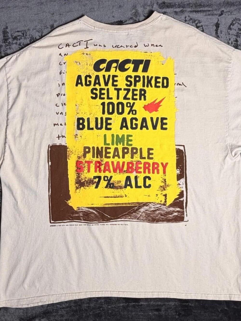 Travis Scott CACTI Agave Spiked Seltzer T-Shirt Mens XXL Tan Cactus Jack Promo